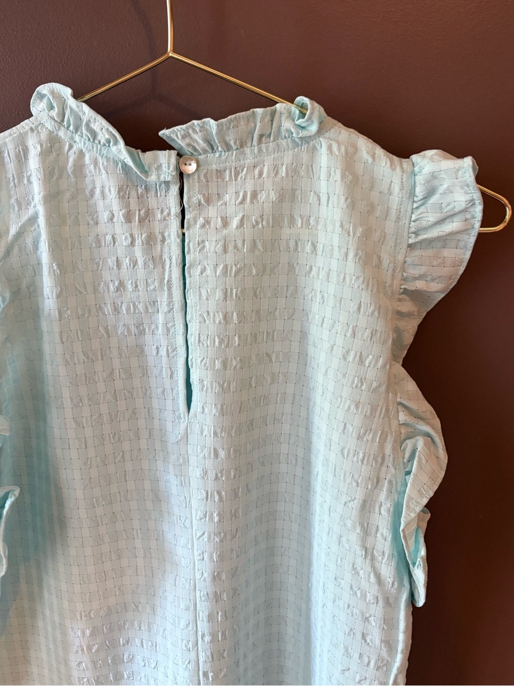 THML Mint Ruffle Neck Textured Blouse - Medium - Picture 3 of 4